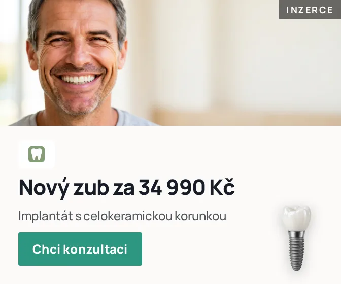 Inzerce Dostupné implantáty: nový zub za 34 990 Kč, německý implantát s celokeramickou korunkou
